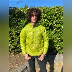 Outdoor Research green quarter zip puffy down jacket